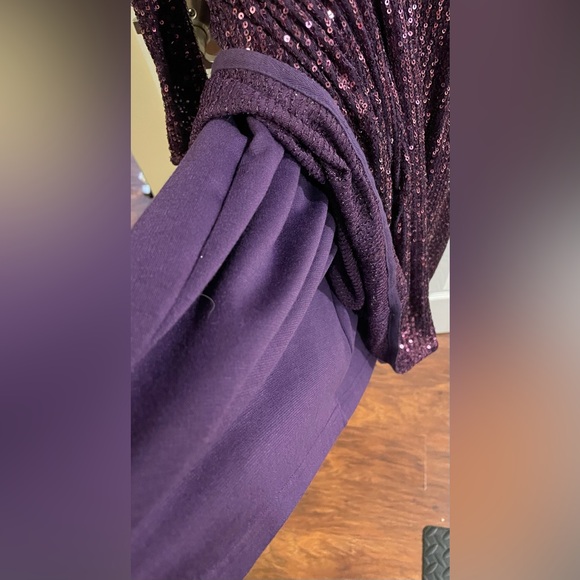 Long Sleeve Sequin Wrap Dress Purple City Chic Plus size Curve Mini Dress 14 - Picture 5 of 7
